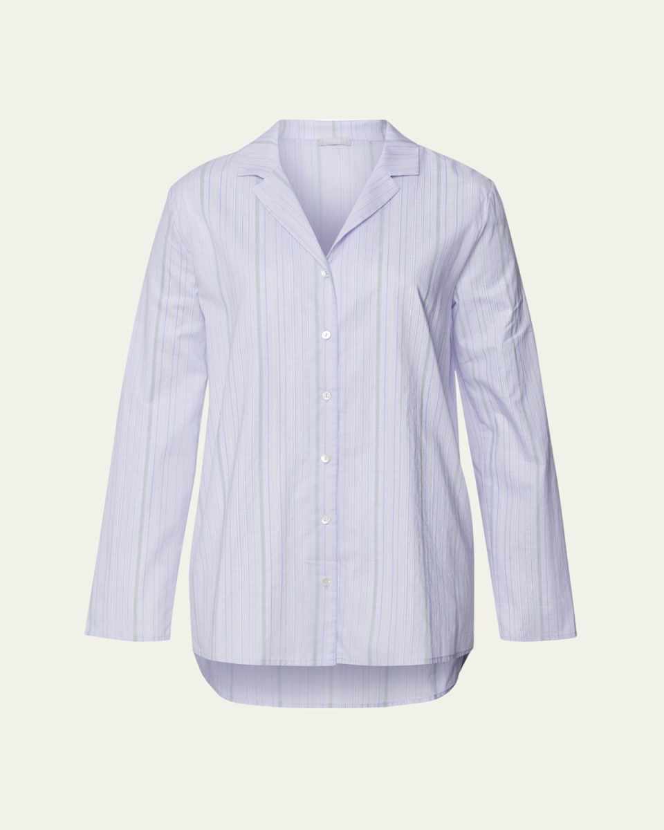 Striped Woven Cotton Sleep Shirt